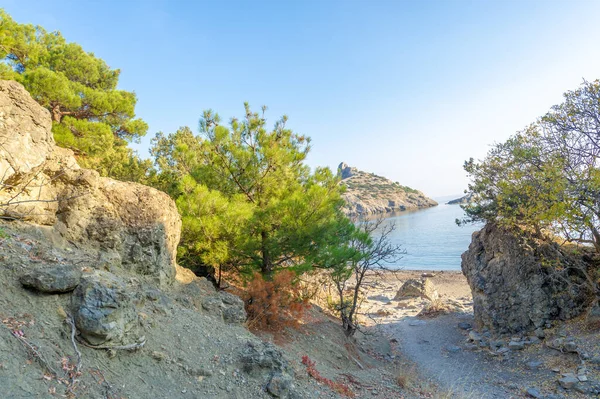 Photos Crimean Peninsula View Sea Tsarskoye Beach Fantastic Place Beauty — Stock Photo, Image