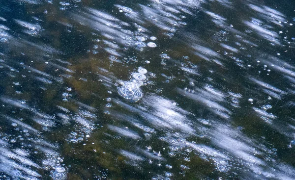 Frost Street Ice River Ice Bubbles Stuck Ice Unusually Colorful — Stock Photo, Image