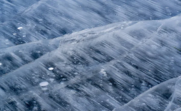 Herrscht Frost Auf Der Straße Eis Auf Dem Fluss Eisblasen — Stockfoto