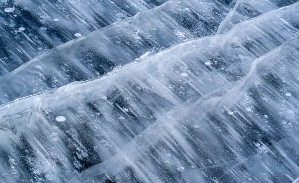 Herrscht Frost Auf Der Straße Eis Auf Dem Fluss Eisblasen — Stockfoto