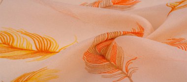 Doku arka planı, kadın şal. Saf ipek eşarp - Dijital baskı ile egzotik kuş tüyü desenli el boyaması eşarp.