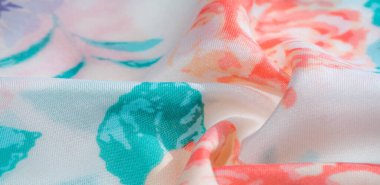 Doku desenli pamuk kumaş. Beyaz arka planda güller. Tasarımları, projeleri, duvar kağıtlarını işlemek için çok kullanışlı ve ideal. Bu kumaşla projeleriniz en iyisi olacak.