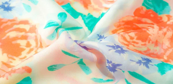 Texture Tissu Coton Motif Fleurs Roses Sur Fond Blanc Est — Photo