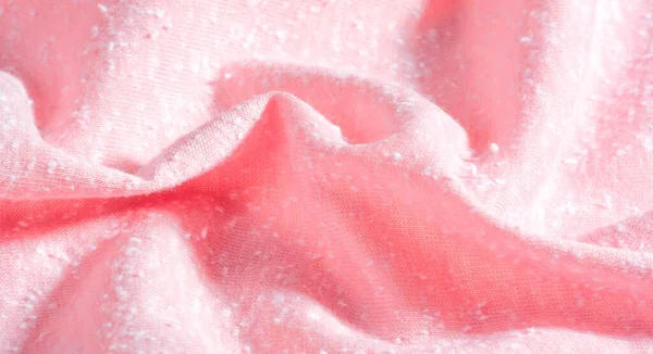 Fundo Padrão Textura Ornamento Vintage Tecido Rosa Com Pelotas Artificiais — Fotografia de Stock