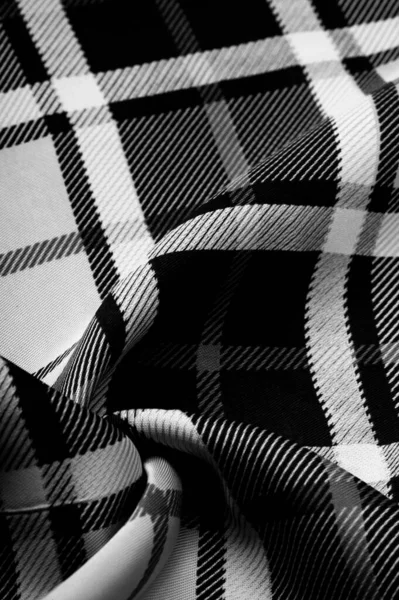 Texture Background Pattern Checkered Fabric Black White Colors Scottish Motifs — Stock Photo, Image