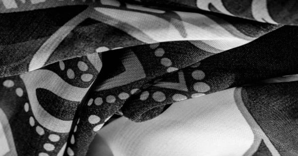 Texture Fond Motif Papier Peint Modèle Tissu Soie Blanc Noir — Photo