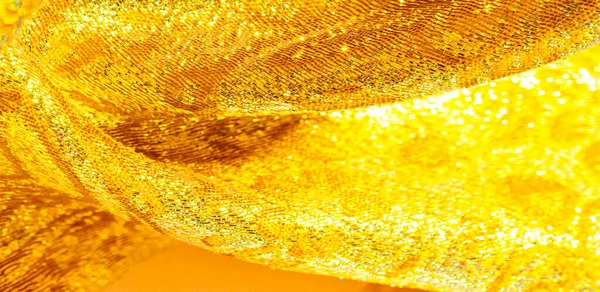 Fundo Textura Padrão Tecido Brocado Ouro Amarelo Tecido Brocado Organza — Fotografia de Stock