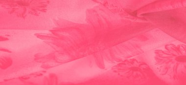 Arka plan dokusu, kırmızı ipek kumaş boyalı çayır çiçekleri, kumaş, tipik dokuma ya da örgü iplikleriyle üretilen kumaş.