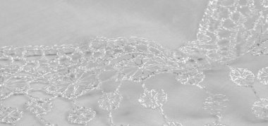 Doku, arkaplan, desen, kartpostal, ipek kumaş, dantel ambalajlı kadın beyaz atkısı. Yazdırma ve dijital materyallerinizi oluşturmak için bu süslü resimleri kullanın.