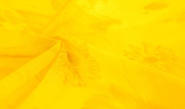 Arkaplan dokusu, sarı ipek kumaş boyalı çayır çiçekleri, spektrumda yeşil ve turuncu arasında renkler, ana çıkarıcı renk, olgun limon ya da yumurta sarısı gibi boyanmış..