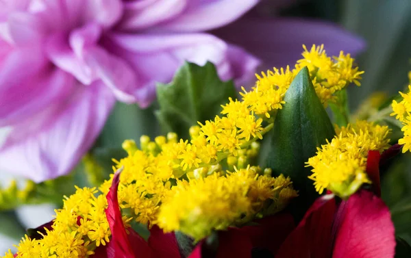 Buquê Flores Grupo Atrativamente Arranjado Flores Especialmente Uma Apresentada Como — Fotografia de Stock