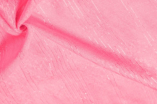 Tekstur Latar Belakang Pola Raspberry Merah Kain Strip Putih Strip — Stok Foto