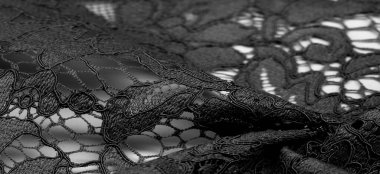 Doku, arkaplan, desen, siyah dantel kumaş, kabartmalı dantel kumaş, her iki tarafında da istiridye var. Projeleriniz için uygun, tasarım, vs..