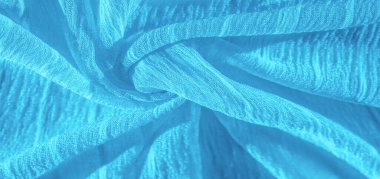 Doku, arkaplan, desen, koleksiyon, buruşuk ipek mavi kumaş.