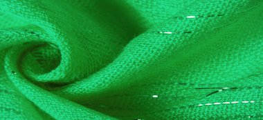 Doku, arkaplan, desen, yeşil zümrüt payetli kumaş, beyaz çizgili şerit, tasarımcı kumaşı.