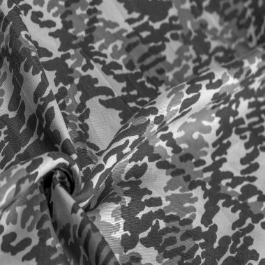 Arkaplan tasarımı dokusu, siyah-beyaz ipek kumaş, soyutlama, telif hakkı baskısı, askeri kamuflaj yün kumaşı, tasarımlarınız askeri bir yapıya sahip olmanızı sağlayacak., 