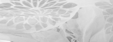 Doku, arka plan, desen, hisler, beyaz çiçekler. Foulard, ipekten ya da ipekten ya da pamuktan yapılmış hafif bir kumaştır.. 