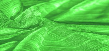 Doku, arkaplan, desen, koleksiyon, buruşuk ipek yeşil kumaş. 3 Boyutlu Katlama
