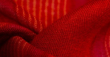 Doku, arkaplan, desen, tasarım, sarı çizgili kumaş kırmızı-turuncu, projeleriniz için bu kalın ve parlak kumaş. Çok çeşitli renklerde pek çok yumuşak ovayla