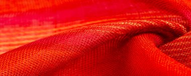 Doku, arkaplan, desen, tasarım, sarı çizgili kumaş kırmızı-turuncu, projeleriniz için bu kalın ve parlak kumaş. Çok çeşitli renklerde pek çok yumuşak ovayla