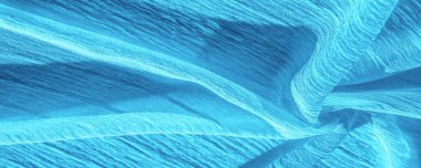 Doku, arkaplan, desen, koleksiyon, buruşuk ipek mavi kumaş.