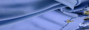 Doku, arka plan, şekil, Crepe de Chin. açık mavi, kahverengi çiçekler. Bu bir ipek grubu, pürüzle karakterize edilmiş, aynı zamanda hafif kırışık..