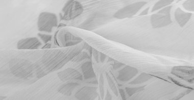 Doku, arka plan, desen, hisler, beyaz çiçekler. Foulard, ipekten ya da ipekten ya da pamuktan yapılmış hafif bir kumaştır.. 