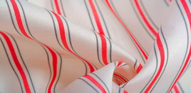 desenli, kompozit tekstil, yoğun ipek kumaş, beyaz, kırmızı ve gri çizgiler, kumaşta çizgi, dar şerit. özellik, çizgi, çizgi, çizgi, iz,