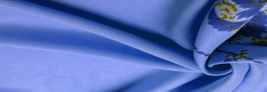 Doku, arka plan, şekil, Crepe de Chin. açık mavi, kahverengi çiçekler. Bu bir ipek grubu, pürüzle karakterize edilmiş, aynı zamanda hafif kırışık..