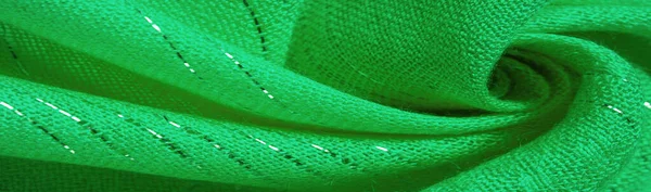 Texture Sfondo Modello Tessuto Paillettes Verde Smeraldo Striscia Bianca Strisce — Foto Stock