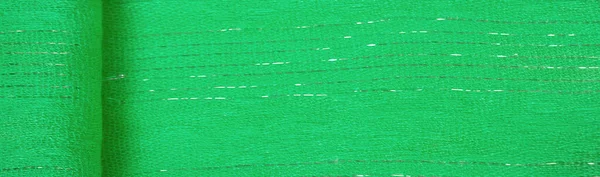 Текстура Фон Узор Зеленый Изумрудный Блеск Ткани Белая Полоса Серебряных — стоковое фото