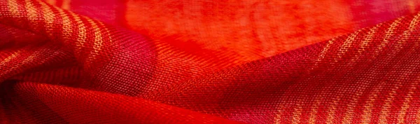 Текстура Фон Узор Дизайн Ткань Красно Оранжевая Желтыми Полосками Смелая — стоковое фото