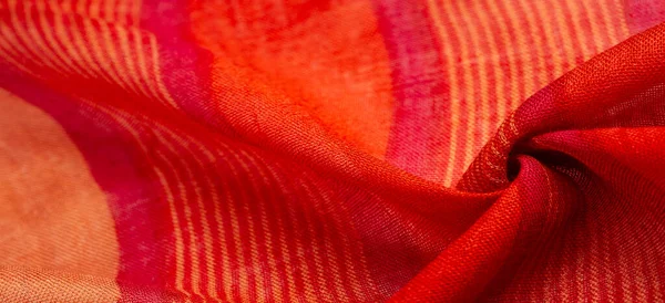 Текстура Фон Узор Дизайн Ткань Красно Оранжевая Желтыми Полосками Смелая — стоковое фото