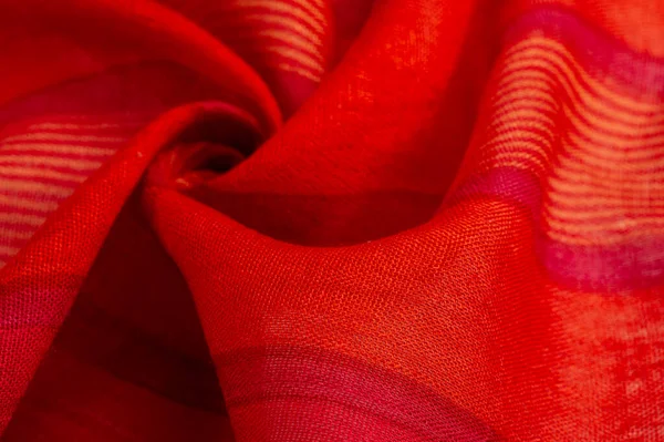 Textura Fondo Patrón Diseño Tela Rojo Naranja Con Rayas Amarillas —  Fotos de Stock