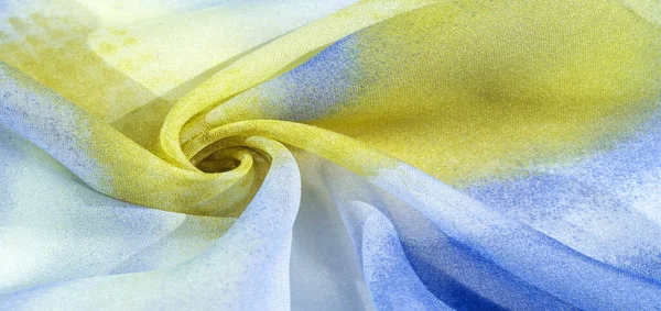 Textura Patrón Colección Tela Seda Azul Pálido Amarillo Blanco Patrón — Foto de Stock