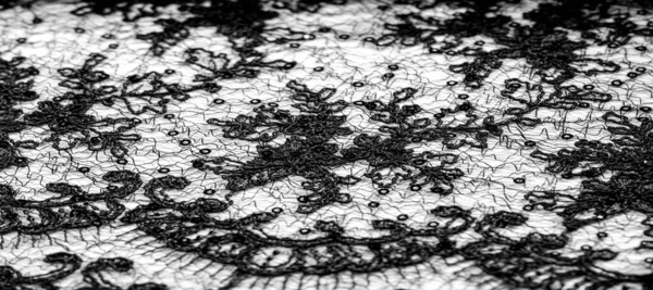 Textur Muster Spitzenstoff Schwarz Auf Weißem Hintergrund Dieses Wunderschöne Gewebe — Stockfoto