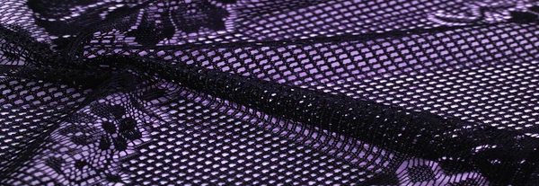 Textura Fondo Diseño Chal Encaje Femenino Azul Ganchillo Encaje Negro —  Fotos de Stock
