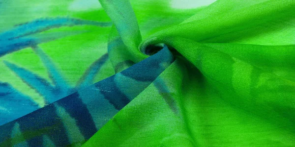 Збирання Образів Текстури Шовкова Тканина Зелені Блакитно Жовті Білі Квіти — стокове фото