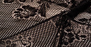 Doku, arkaplan, tasarım, siyah kadın dantelinden şal, siyah dantelden örgü, püskül, el örgüsü çiçek festivali armağanı tasarımından düğün üçgeni kartpostalı