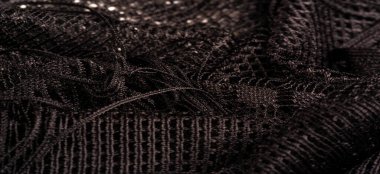 Doku, arkaplan, tasarım, siyah kadın dantelinden şal, siyah dantelden örgü, püskül, el örgüsü çiçek festivali armağanı tasarımından düğün üçgeni kartpostalı