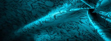 rahatlama deseni, kompozit tekstil, çiçek desenli mavi ipek kumaş, alışılmadık hoş görsel duyular: kayganlık, serinlik, yumuşaklık; güzel görünüş, eşsiz parlaklık;