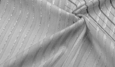 Tasarım arka plan dokusu, Lurex çizgili siyah beyaz kumaş, taze ve rahat bir stil için mükemmel..