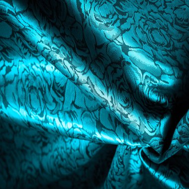 rahatlama deseni, kompozit tekstil, çiçek desenli mavi ipek kumaş, alışılmadık hoş görsel duyular: kayganlık, serinlik, yumuşaklık; güzel görünüş, eşsiz parlaklık;