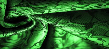 rahatlama deseni, birleşik tekstil, çiçek desenli yeşil ipek kumaş, alışılmadık hoş görsel duyular: kayganlık, serinlik, yumuşaklık; güzel görünüş, eşsiz parlaklık;