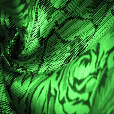 rahatlama deseni, birleşik tekstil, çiçek desenli yeşil ipek kumaş, alışılmadık hoş görsel duyular: kayganlık, serinlik, yumuşaklık; güzel görünüş, eşsiz parlaklık;