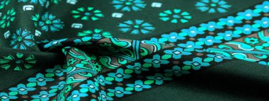 Mavi ve beyaz çiçekli ipek kumaş, yoğun kumaş, triasetat liflerine dayalı çift taraflı. Desen, Arkaplan, Dekor, Modern, Tekstil, Sanat, Tasarım,