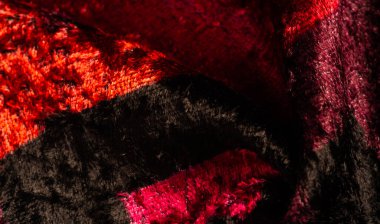 Doku, arkaplan, desen, tasarım, kırmızı sarı kadife kumaş, yoğun ipek kumaş, pamuk veya naylon bir tarafı kalın kısa.