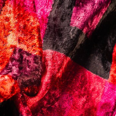 Doku, arkaplan, desen, tasarım, kırmızı sarı kadife kumaş, yoğun ipek kumaş, pamuk veya naylon bir tarafı kalın kısa.