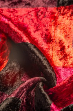 Doku, arkaplan, desen, tasarım, kırmızı sarı kadife kumaş, yoğun ipek kumaş, pamuk veya naylon bir tarafı kalın kısa.