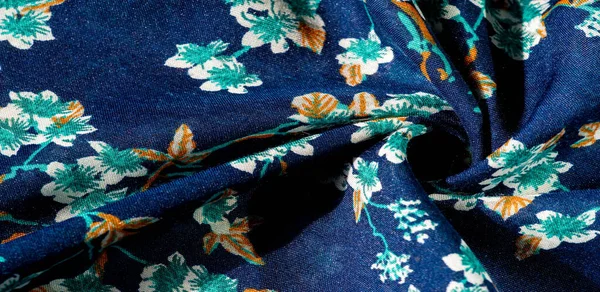 Textúra Háttér Mintázat Kék Szövet Zöld Színű Virágok Lehetőségek Végtelenek — Stock Fotó